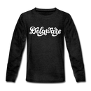 Delaware Youth Long Sleeve Shirt - Hand Lettered Youth Long Sleeve Delaware Tee - charcoal gray