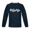 Delaware Youth Long Sleeve Shirt - Hand Lettered Youth Long Sleeve Delaware Tee - deep navy