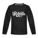 Florida Youth Long Sleeve Shirt - Hand Lettered Youth Long Sleeve Florida Tee - black