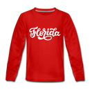 Florida Youth Long Sleeve Shirt - Hand Lettered Youth Long Sleeve Florida Tee - red