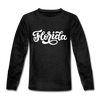 Florida Youth Long Sleeve Shirt - Hand Lettered Youth Long Sleeve Florida Tee - charcoal gray