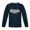 Florida Youth Long Sleeve Shirt - Hand Lettered Youth Long Sleeve Florida Tee - deep navy