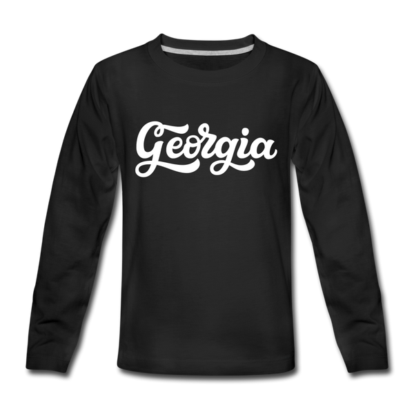 Georgia Youth Long Sleeve Shirt - Hand Lettered Youth Long Sleeve Georgia Tee - black
