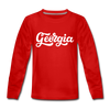 Georgia Youth Long Sleeve Shirt - Hand Lettered Youth Long Sleeve Georgia Tee - red