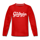 Georgia Youth Long Sleeve Shirt - Hand Lettered Youth Long Sleeve Georgia Tee - red