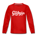 Georgia Youth Long Sleeve Shirt - Hand Lettered Youth Long Sleeve Georgia Tee - red