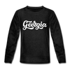 Georgia Youth Long Sleeve Shirt - Hand Lettered Youth Long Sleeve Georgia Tee - charcoal gray