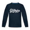 Georgia Youth Long Sleeve Shirt - Hand Lettered Youth Long Sleeve Georgia Tee - deep navy