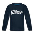 Georgia Youth Long Sleeve Shirt - Hand Lettered Youth Long Sleeve Georgia Tee - deep navy