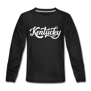 Kentucky Youth Long Sleeve Shirt - Hand Lettered Youth Long Sleeve Kentucky Tee - black