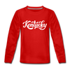 Kentucky Youth Long Sleeve Shirt - Hand Lettered Youth Long Sleeve Kentucky Tee - red