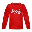 Kentucky Youth Long Sleeve Shirt - Hand Lettered Youth Long Sleeve Kentucky Tee - red