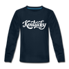 Kentucky Youth Long Sleeve Shirt - Hand Lettered Youth Long Sleeve Kentucky Tee - deep navy