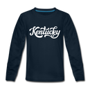 Kentucky Youth Long Sleeve Shirt - Hand Lettered Youth Long Sleeve Kentucky Tee - deep navy
