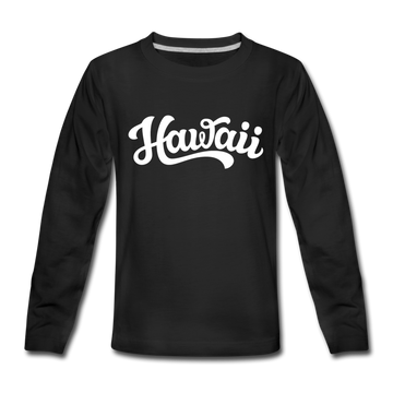 Hawaii Youth Long Sleeve Shirt - Hand Lettered Youth Long Sleeve Hawaii Tee - black