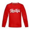 Hawaii Youth Long Sleeve Shirt - Hand Lettered Youth Long Sleeve Hawaii Tee - red