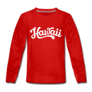 Hawaii Youth Long Sleeve Shirt - Hand Lettered Youth Long Sleeve Hawaii Tee - red