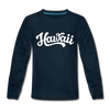 Hawaii Youth Long Sleeve Shirt - Hand Lettered Youth Long Sleeve Hawaii Tee - deep navy