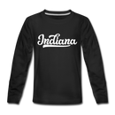 Indiana Youth Long Sleeve Shirt - Hand Lettered Youth Long Sleeve Indiana Tee - black