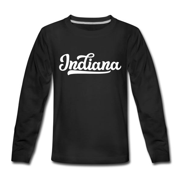Indiana Youth Long Sleeve Shirt - Hand Lettered Youth Long Sleeve Indiana Tee - black