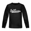 Indiana Youth Long Sleeve Shirt - Hand Lettered Youth Long Sleeve Indiana Tee - charcoal gray