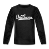 Indiana Youth Long Sleeve Shirt - Hand Lettered Youth Long Sleeve Indiana Tee - charcoal gray