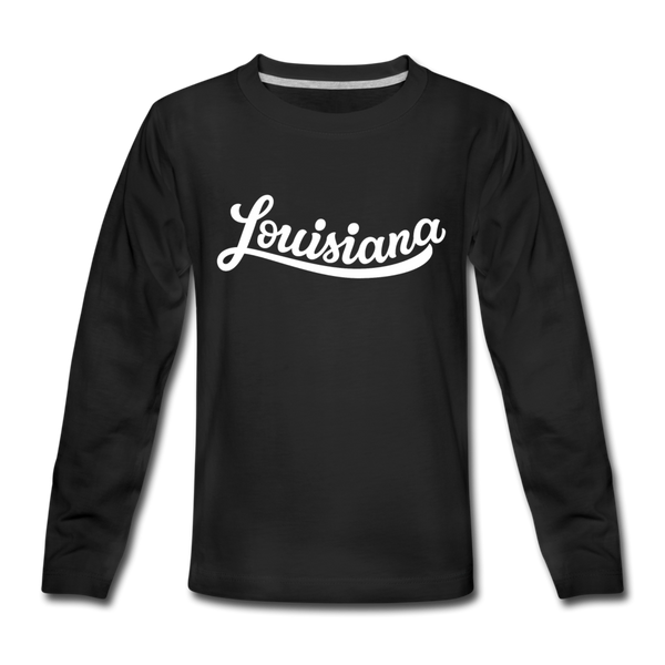 Louisiana Youth Long Sleeve Shirt - Hand Lettered Youth Long Sleeve Louisiana Tee - black