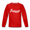 Louisiana Youth Long Sleeve Shirt - Hand Lettered Youth Long Sleeve Louisiana Tee - red