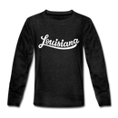 Louisiana Youth Long Sleeve Shirt - Hand Lettered Youth Long Sleeve Louisiana Tee - charcoal gray