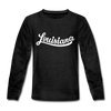 Louisiana Youth Long Sleeve Shirt - Hand Lettered Youth Long Sleeve Louisiana Tee - charcoal gray
