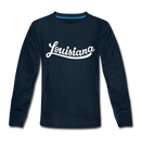 Louisiana Youth Long Sleeve Shirt - Hand Lettered Youth Long Sleeve Louisiana Tee - deep navy