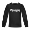 Mississippi Youth Long Sleeve Shirt - Hand Lettered Youth Long Sleeve Mississippi Tee - black