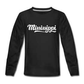Mississippi Youth Long Sleeve Shirt - Hand Lettered Youth Long Sleeve Mississippi Tee