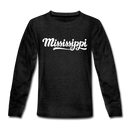 Mississippi Youth Long Sleeve Shirt - Hand Lettered Youth Long Sleeve Mississippi Tee - charcoal gray