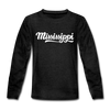 Mississippi Youth Long Sleeve Shirt - Hand Lettered Youth Long Sleeve Mississippi Tee - charcoal gray