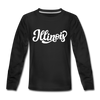 Illinois Youth Long Sleeve Shirt - Hand Lettered Youth Long Sleeve Illinois Tee - black