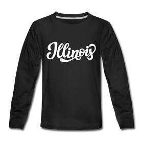 Illinois Youth Long Sleeve Shirt - Hand Lettered Youth Long Sleeve Illinois Tee