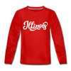 Illinois Youth Long Sleeve Shirt - Hand Lettered Youth Long Sleeve Illinois Tee