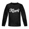 Illinois Youth Long Sleeve Shirt - Hand Lettered Youth Long Sleeve Illinois Tee - charcoal gray