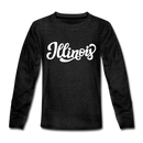 Illinois Youth Long Sleeve Shirt - Hand Lettered Youth Long Sleeve Illinois Tee - charcoal gray