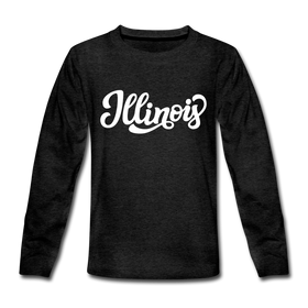 Illinois Youth Long Sleeve Shirt - Hand Lettered Youth Long Sleeve Illinois Tee