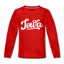 Iowa Youth Long Sleeve Shirt - Hand Lettered Youth Long Sleeve Iowa Tee - red
