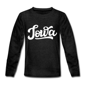 Iowa Youth Long Sleeve Shirt - Hand Lettered Youth Long Sleeve Iowa Tee