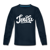 Iowa Youth Long Sleeve Shirt - Hand Lettered Youth Long Sleeve Iowa Tee - deep navy