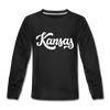 Kansas Youth Long Sleeve Shirt - Hand Lettered Youth Long Sleeve Kansas Tee