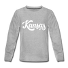 Kansas Youth Long Sleeve Shirt - Hand Lettered Youth Long Sleeve Kansas Tee