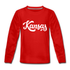 Kansas Youth Long Sleeve Shirt - Hand Lettered Youth Long Sleeve Kansas Tee