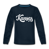 Kansas Youth Long Sleeve Shirt - Hand Lettered Youth Long Sleeve Kansas Tee