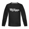 Michigan Youth Long Sleeve Shirt - Hand Lettered Youth Long Sleeve Michigan Tee
