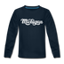 Michigan Youth Long Sleeve Shirt - Hand Lettered Youth Long Sleeve Michigan Tee - deep navy